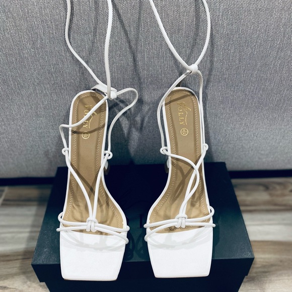 Oh Polly “Lace it up strappy” lace up heels - White - Picture 2 of 11
